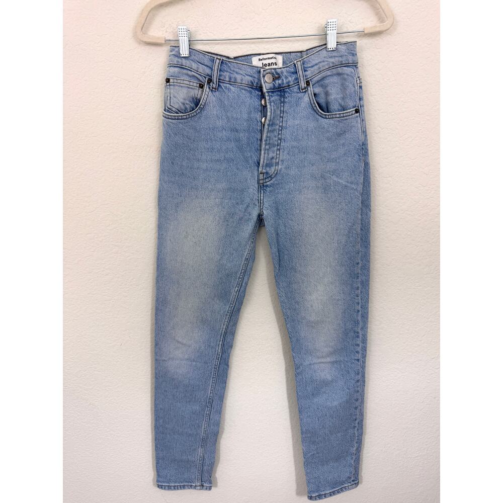 Reformation Womens Skinny Denim Jeans Size 27 Button Fly Montego Blue ALTERED